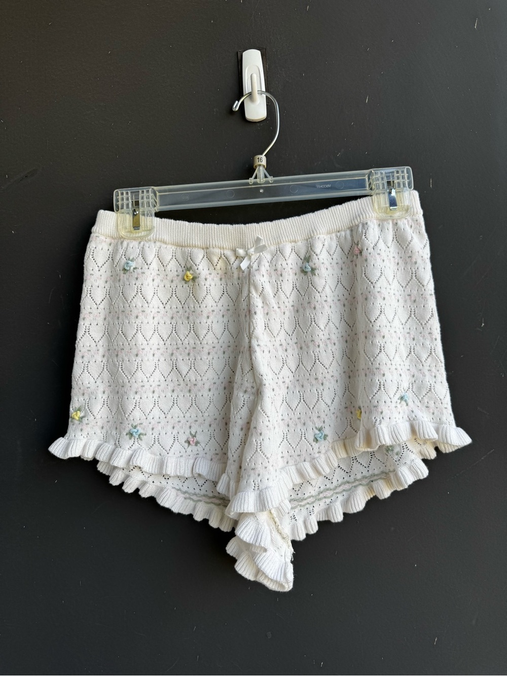 For Love & Lemons dainty 100% cotton Heart Eyelet Pointelle Shorts